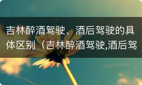 吉林醉酒驾驶、酒后驾驶的具体区别（吉林醉酒驾驶,酒后驾驶的具体区别）