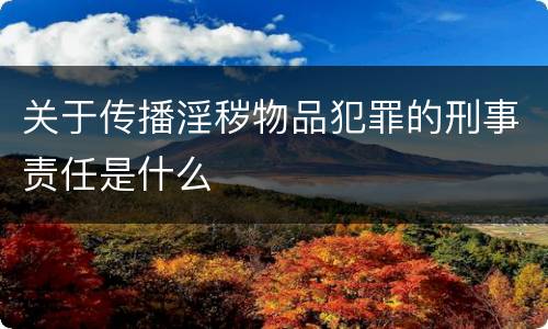 关于传播淫秽物品犯罪的刑事责任是什么
