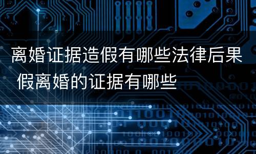 离婚证据造假有哪些法律后果 假离婚的证据有哪些