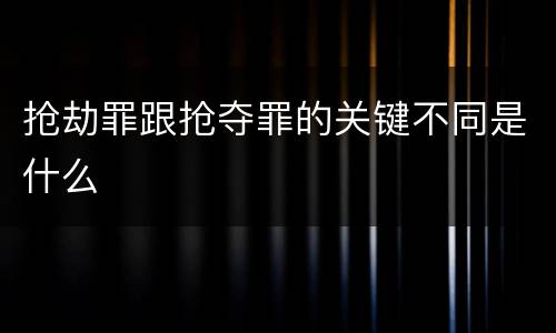 抢劫罪跟抢夺罪的关键不同是什么
