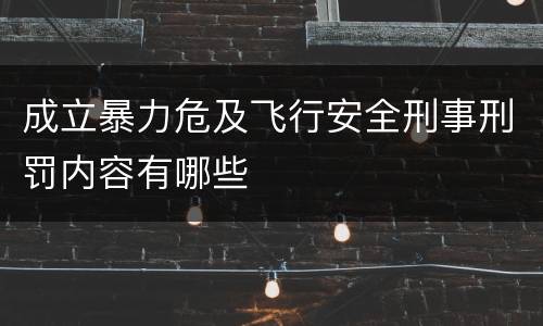 成立暴力危及飞行安全刑事刑罚内容有哪些