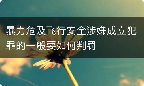 暴力危及飞行安全涉嫌成立犯罪的一般要如何判罚