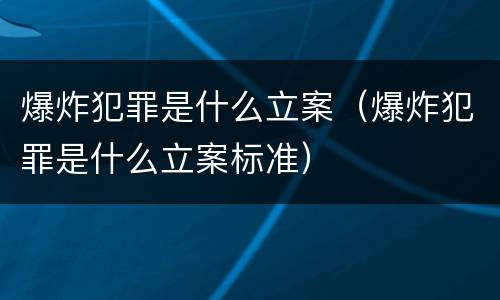 爆炸犯罪是什么立案（爆炸犯罪是什么立案标准）