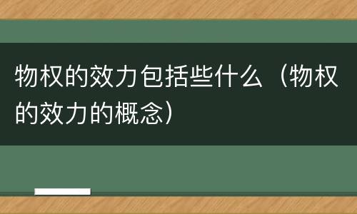 物权的效力包括些什么（物权的效力的概念）