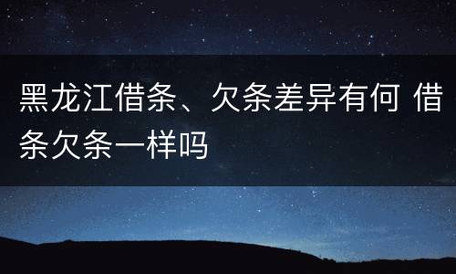 黑龙江借条、欠条差异有何 借条欠条一样吗