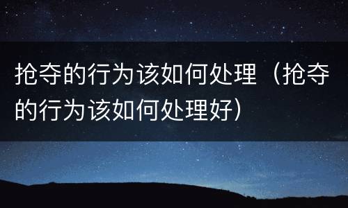 抢夺的行为该如何处理（抢夺的行为该如何处理好）