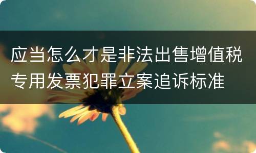 应当怎么才是非法出售增值税专用发票犯罪立案追诉标准
