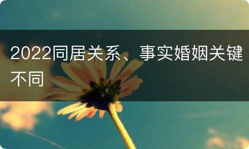 2022同居关系、事实婚姻关键不同