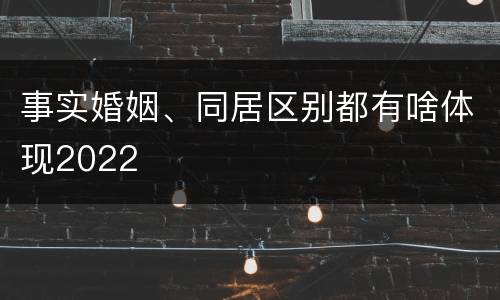 事实婚姻、同居区别都有啥体现2022