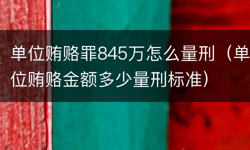单位贿赂罪845万怎么量刑（单位贿赂金额多少量刑标准）