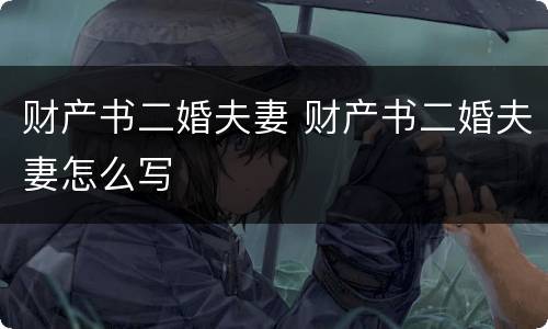 财产书二婚夫妻 财产书二婚夫妻怎么写