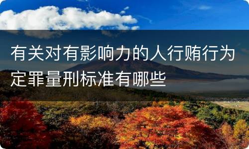 有关对有影响力的人行贿行为定罪量刑标准有哪些