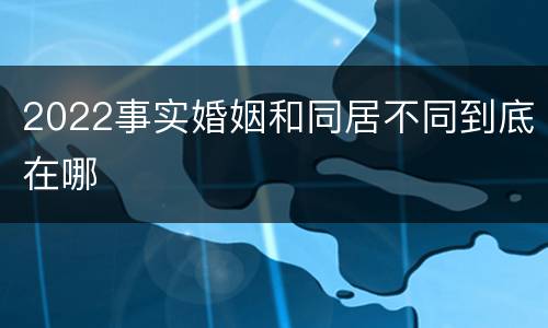 2022事实婚姻和同居不同到底在哪
