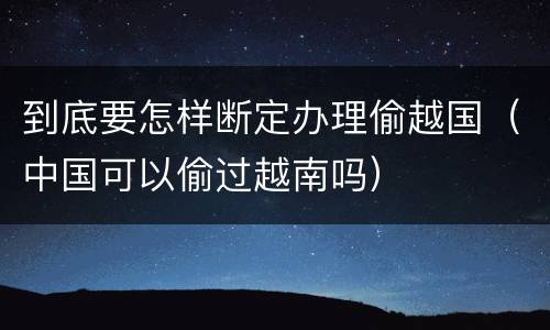 到底要怎样断定办理偷越国（中国可以偷过越南吗）