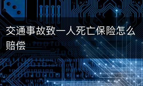 交通事故致一人死亡保险怎么赔偿