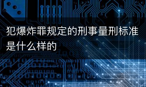 犯爆炸罪规定的刑事量刑标准是什么样的