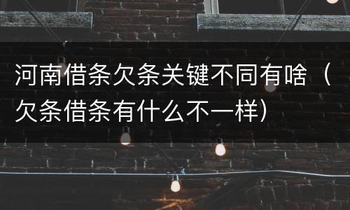 河南借条欠条关键不同有啥（欠条借条有什么不一样）