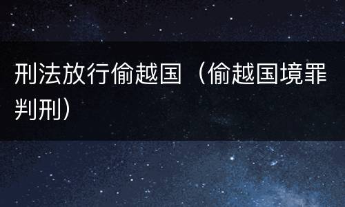 刑法放行偷越国（偷越国境罪判刑）