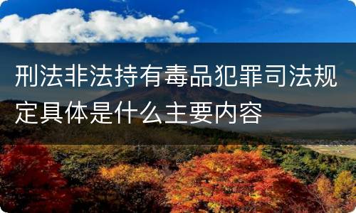 刑法非法持有毒品犯罪司法规定具体是什么主要内容