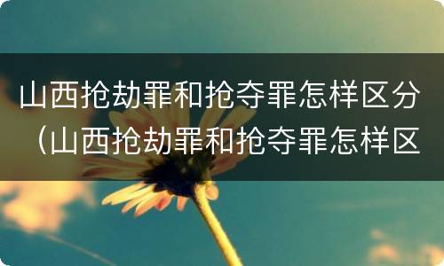 山西抢劫罪和抢夺罪怎样区分（山西抢劫罪和抢夺罪怎样区分判刑）