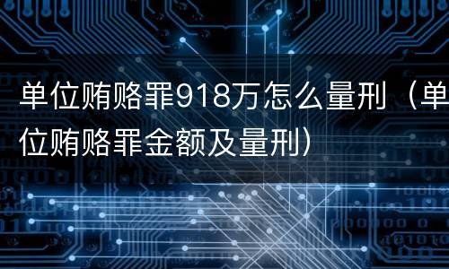 单位贿赂罪918万怎么量刑（单位贿赂罪金额及量刑）