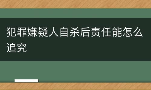 犯罪嫌疑人自杀后责任能怎么追究