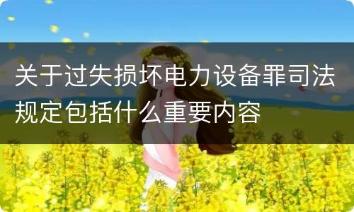 关于过失损坏电力设备罪司法规定包括什么重要内容
