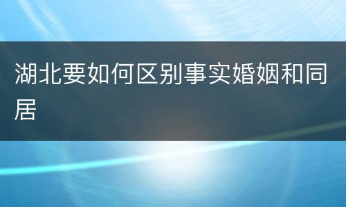 湖北要如何区别事实婚姻和同居