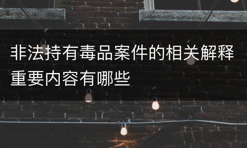 非法持有毒品案件的相关解释重要内容有哪些
