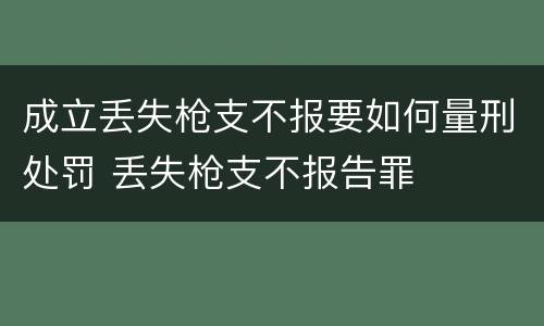 成立丢失枪支不报要如何量刑处罚 丢失枪支不报告罪