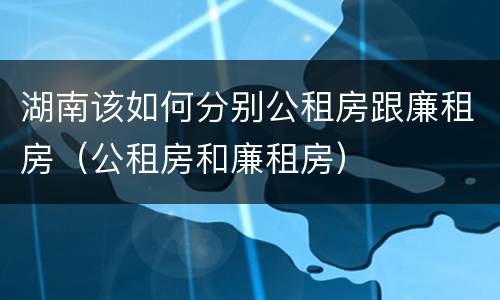 湖南该如何分别公租房跟廉租房（公租房和廉租房）