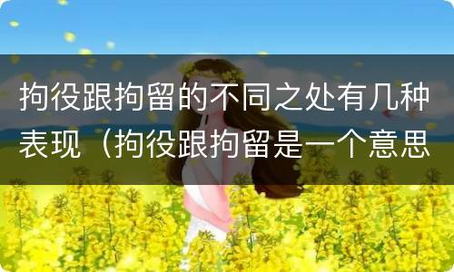 拘役跟拘留的不同之处有几种表现（拘役跟拘留是一个意思吗）