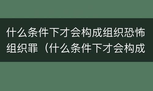 什么条件下才会构成组织恐怖组织罪（什么条件下才会构成组织恐怖组织罪）