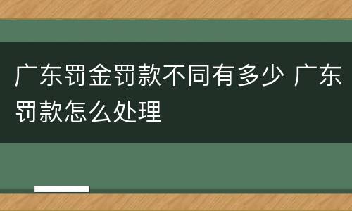 广东罚金罚款不同有多少 广东罚款怎么处理
