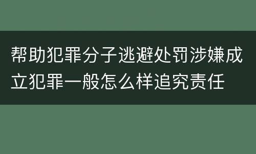 帮助犯罪分子逃避处罚涉嫌成立犯罪一般怎么样追究责任