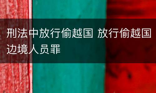 刑法中放行偷越国 放行偷越国边境人员罪