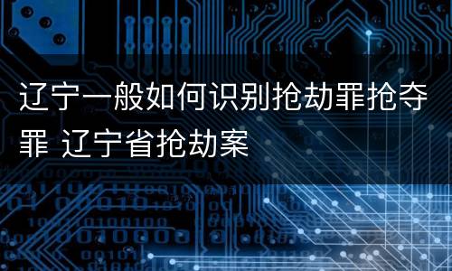 辽宁一般如何识别抢劫罪抢夺罪 辽宁省抢劫案