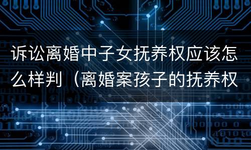 诉讼离婚中子女抚养权应该怎么样判（离婚案孩子的抚养权一般怎么判）