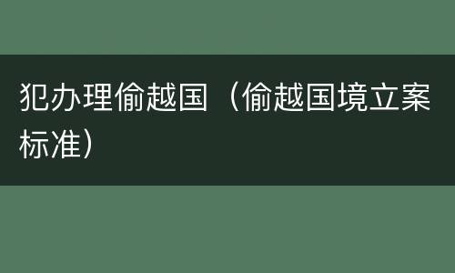 犯办理偷越国（偷越国境立案标准）