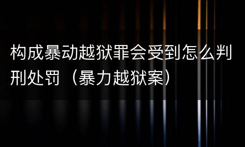 构成暴动越狱罪会受到怎么判刑处罚（暴力越狱案）