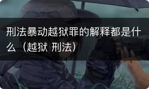 刑法暴动越狱罪的解释都是什么（越狱 刑法）