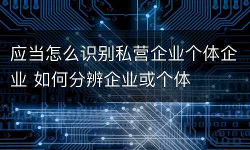应当怎么识别私营企业个体企业 如何分辨企业或个体