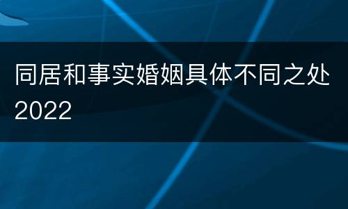 同居和事实婚姻具体不同之处2022