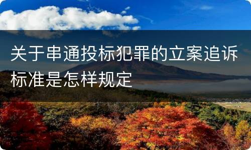 关于串通投标犯罪的立案追诉标准是怎样规定