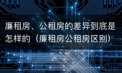 廉租房、公租房的差异到底是怎样的（廉租房公租房区别）