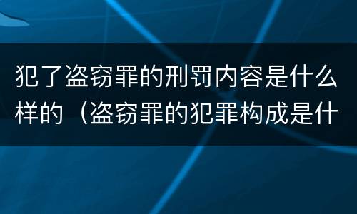 犯了盗窃罪的刑罚内容是什么样的（盗窃罪的犯罪构成是什么）