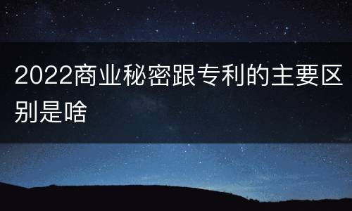 2022商业秘密跟专利的主要区别是啥
