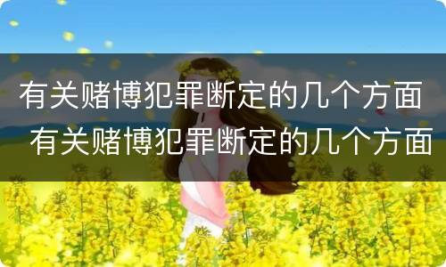 有关赌博犯罪断定的几个方面 有关赌博犯罪断定的几个方面问题