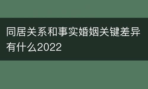同居关系和事实婚姻关键差异有什么2022