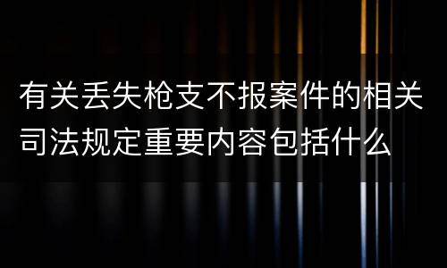 有关丢失枪支不报案件的相关司法规定重要内容包括什么